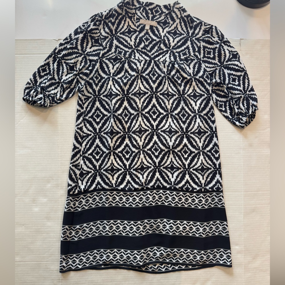 Banana Republic Black and Cream Patterned A-line Dress Size 4